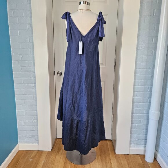 Cristina Vergani Silk Linen Blue Dress Maxi Sleeveless Boho New Tags Medium Long - Picture 9 of 11